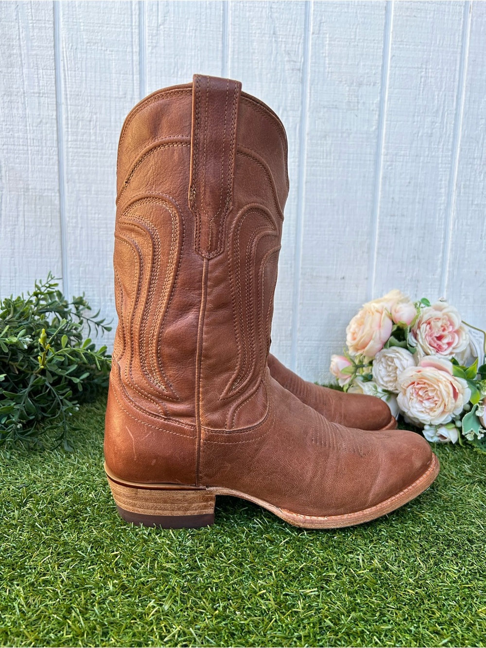 Tecovas Brown Cartwright Round-Toe Cowboy Boots men size 8.5D gently used - Picture 11 of 16